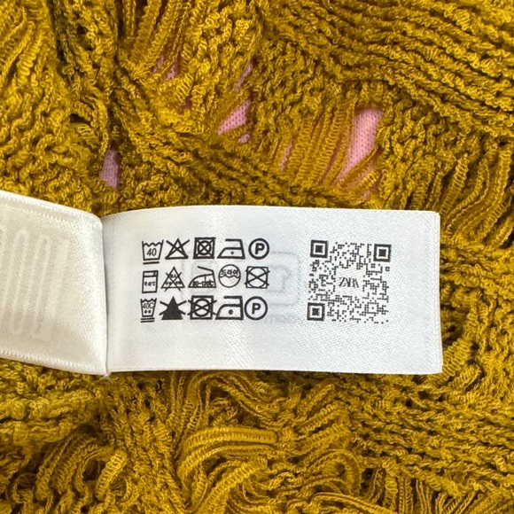 ZARA yellow open knit crochet boho woven knit sleeveless vest top M - Picture 12 of 12